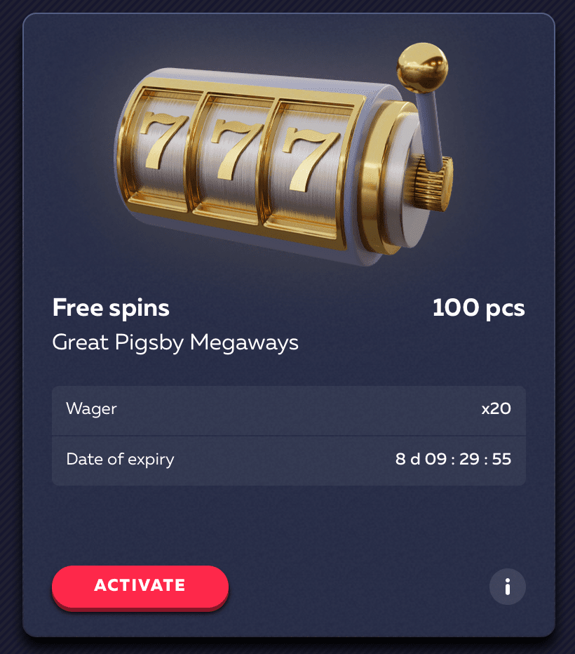 Vavada casino bonus: 100 FS in Great Pigsby Megaways